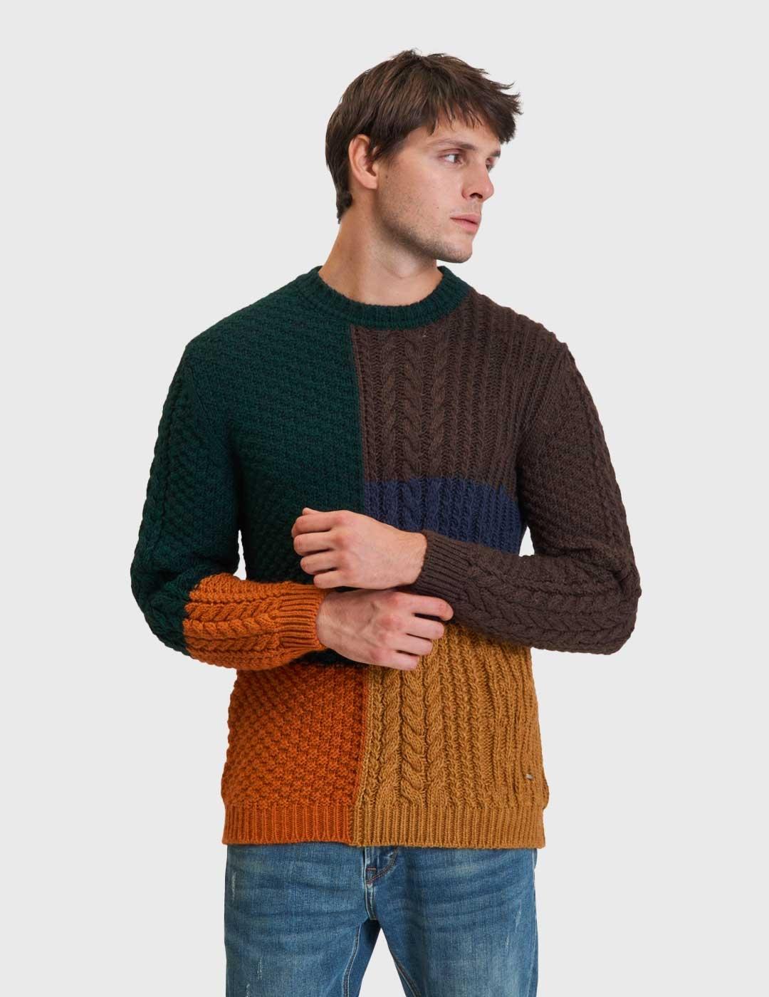 Jersey Gianni Lupo Colour Block Cable Knit multicolor