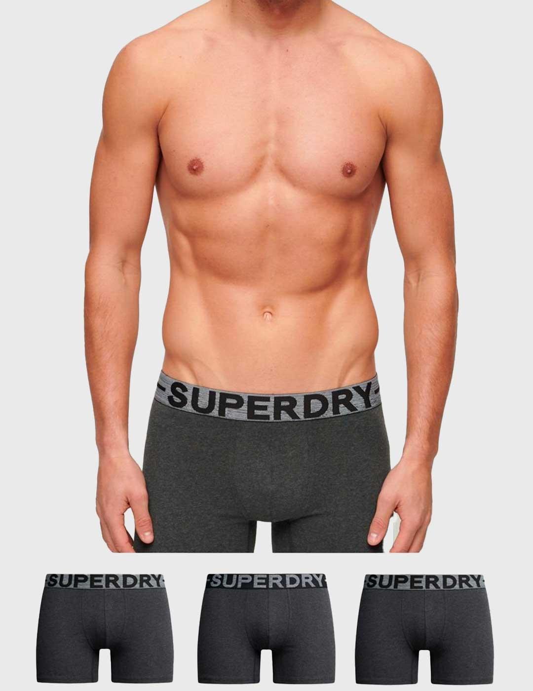 Pack 3 Calzoncillos Superdry Boxer Triple negros para hombre