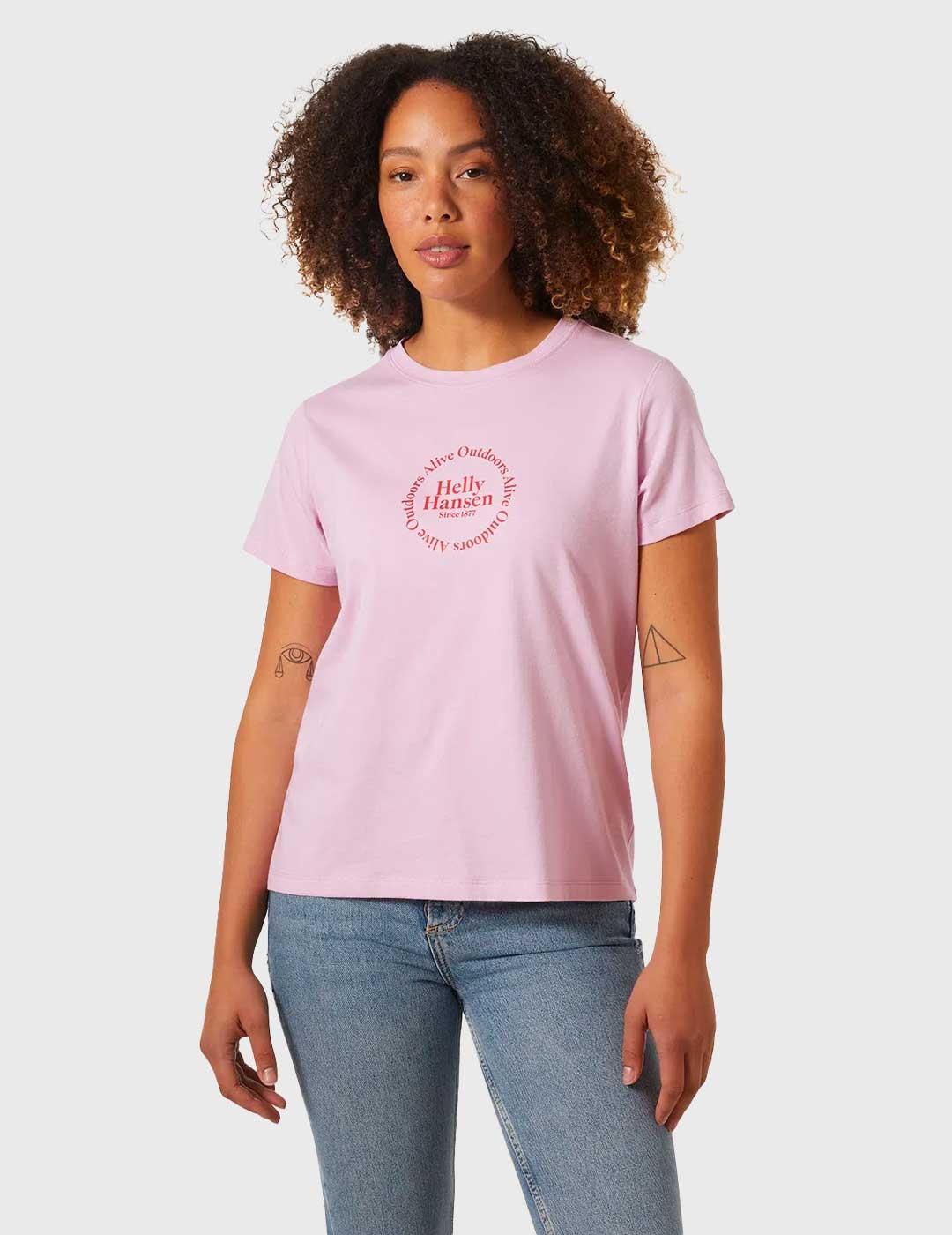 Camiseta Helly Hansen Core Graphic rosa para mujer