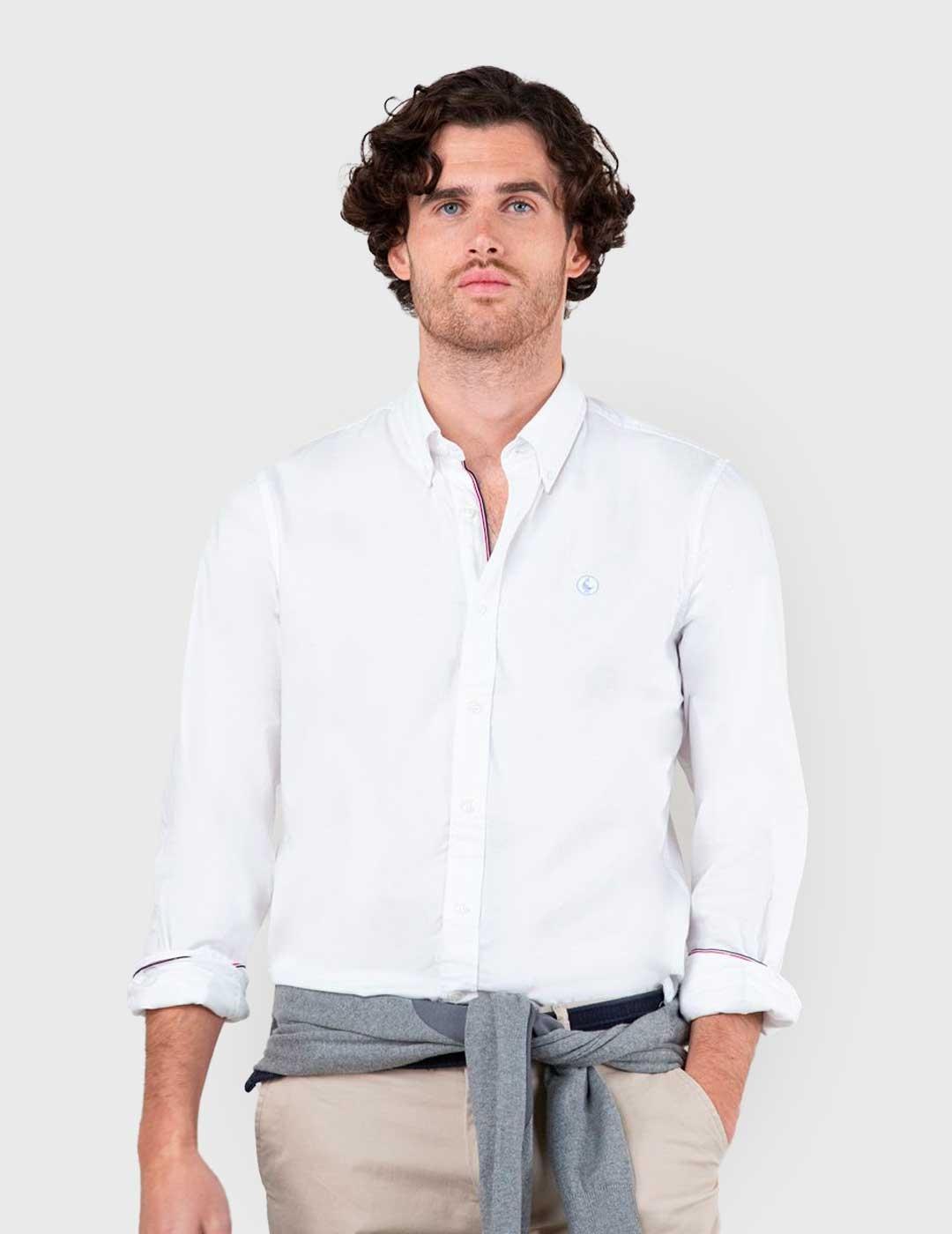 Camisa El Ganso Pin Point Oxford blanca para hombre
