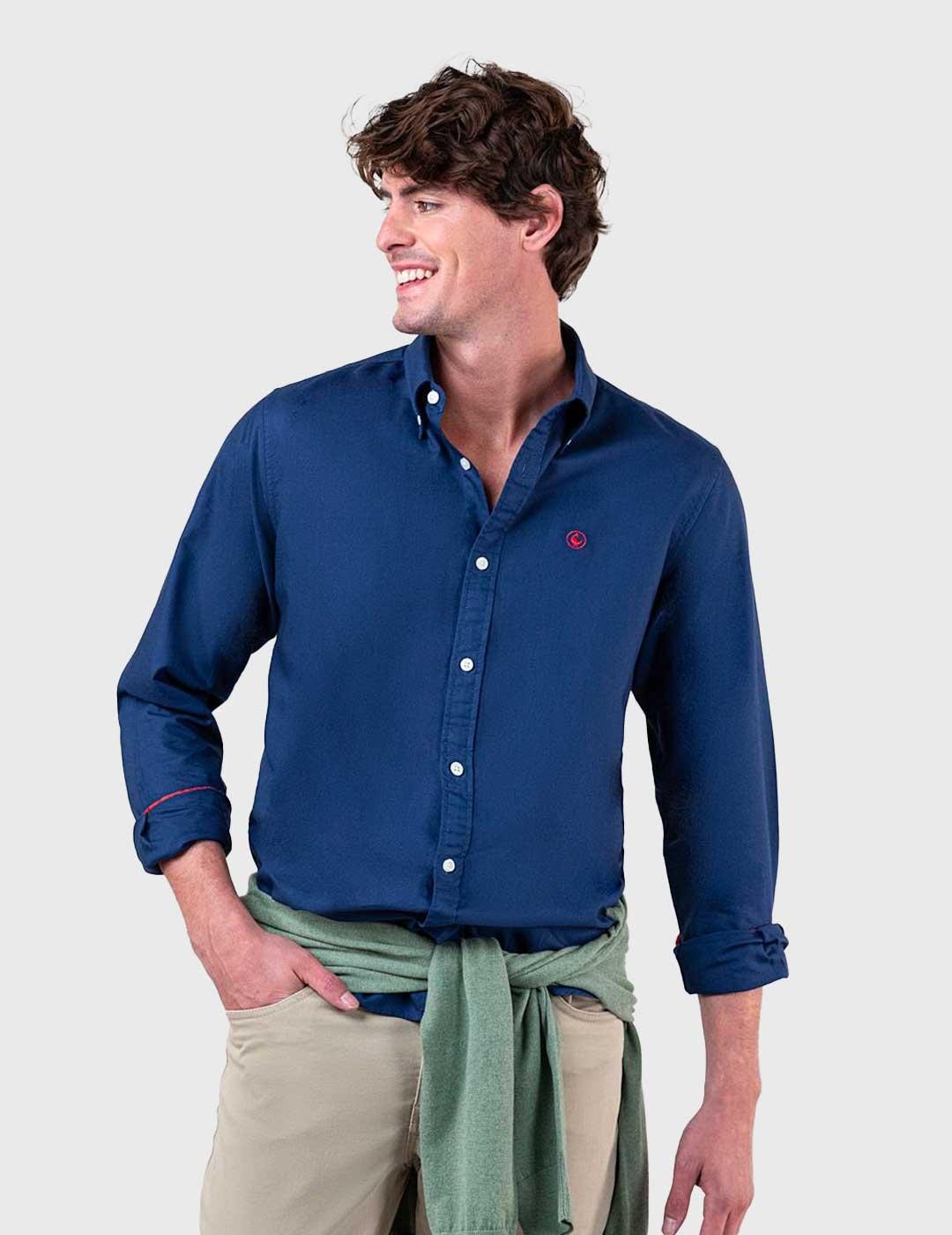 Camisa El Ganso Garment Dyed marino para hombre