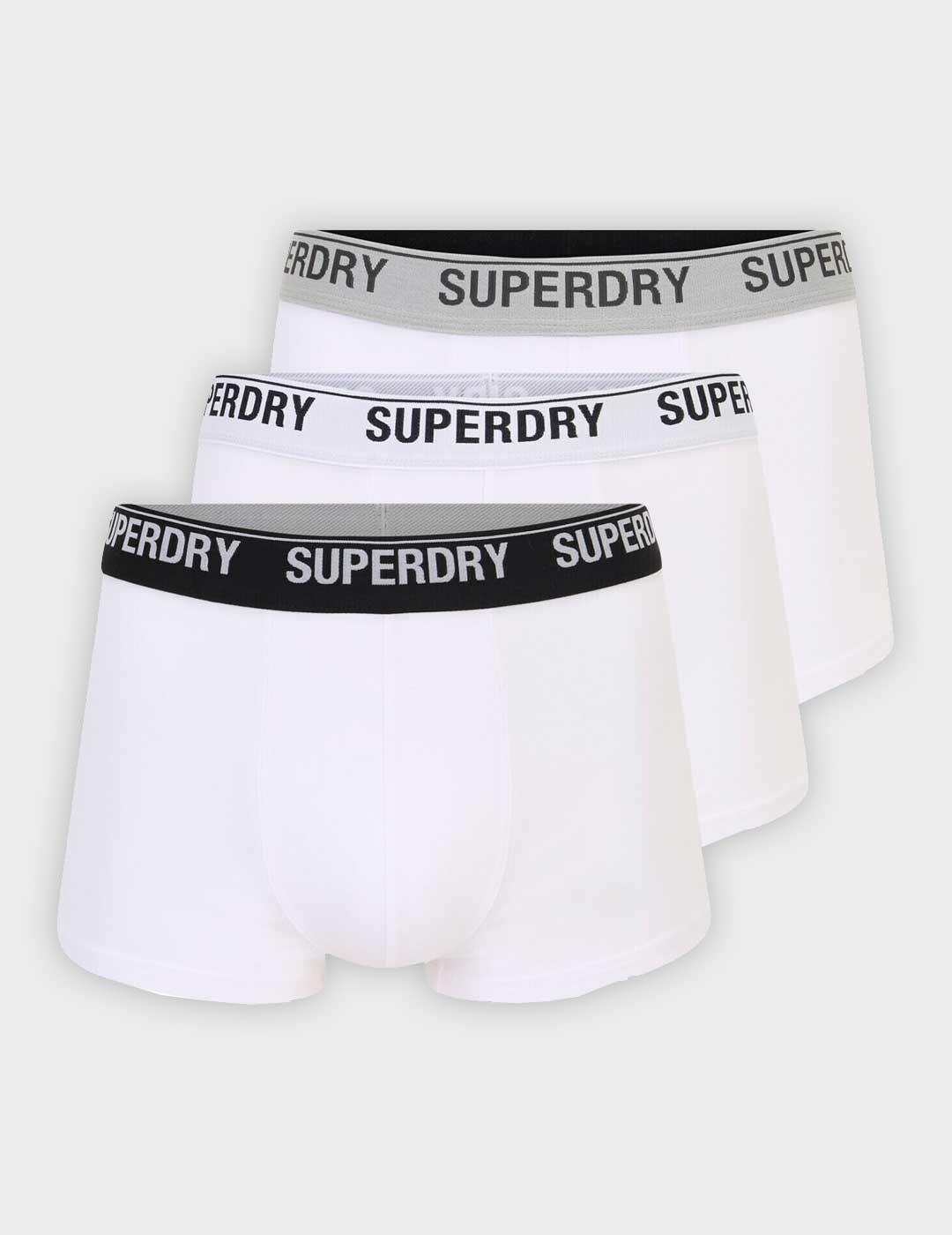 Calzoncillos Superdry Trunk Multi Pack blancos para hombre