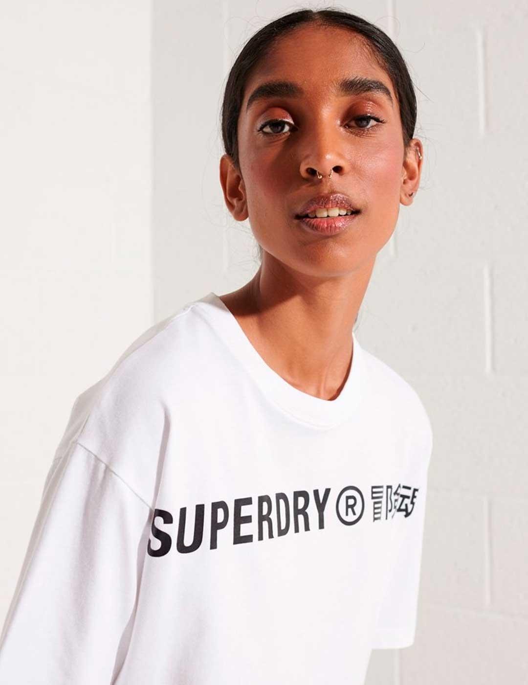 Camiseta Superdry Corporate Logo blanca para mujer