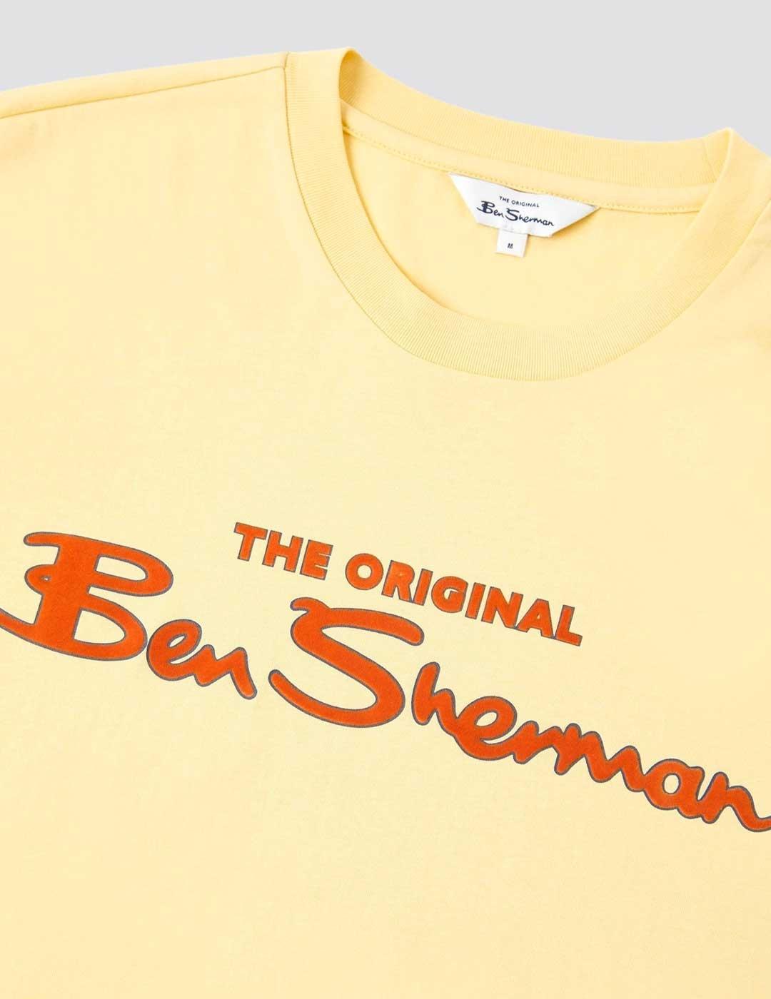 Camiseta Ben Sherman Signature Flock amarilla para hombre