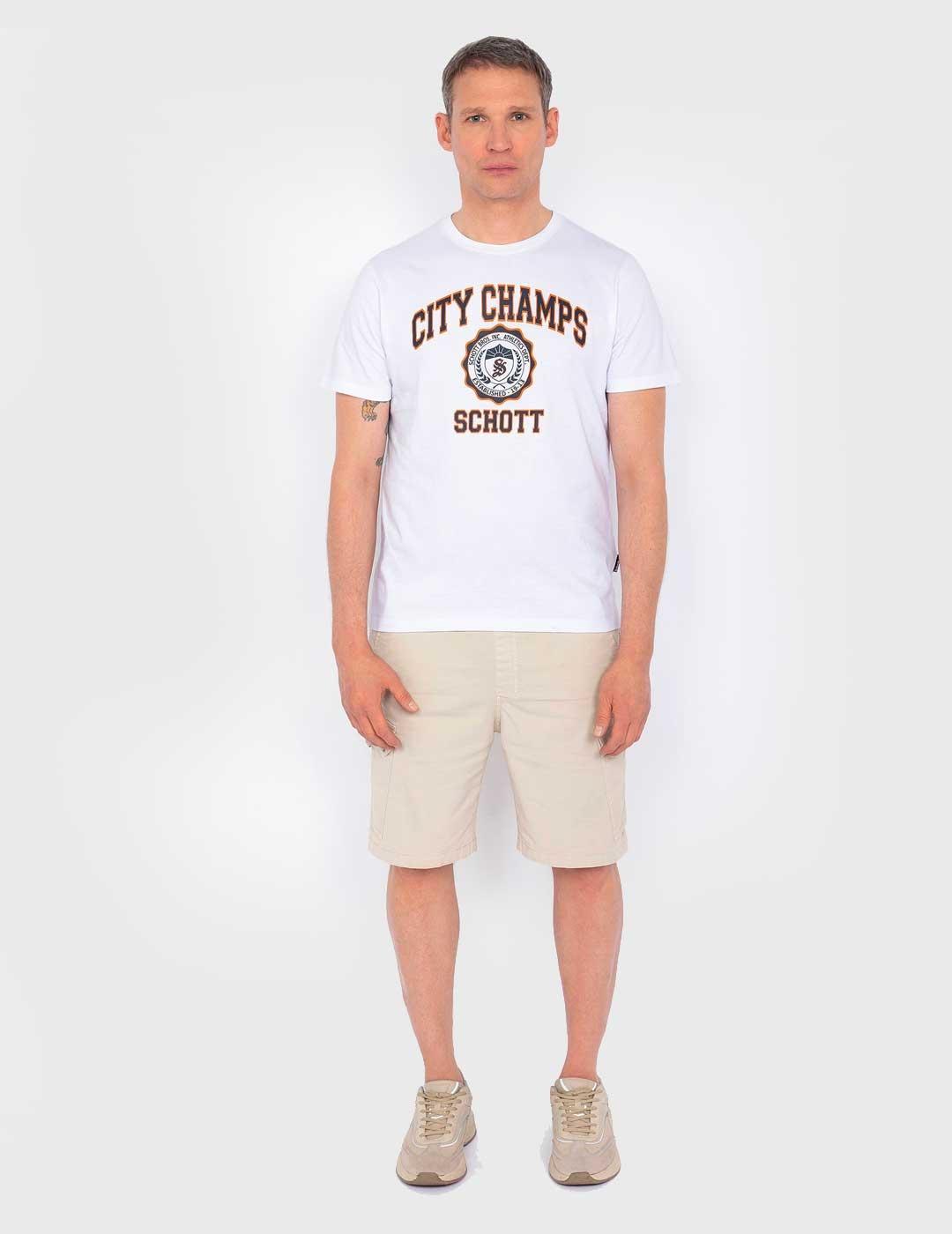Camiseta Schott Imprime Ivy League blanca para hombre