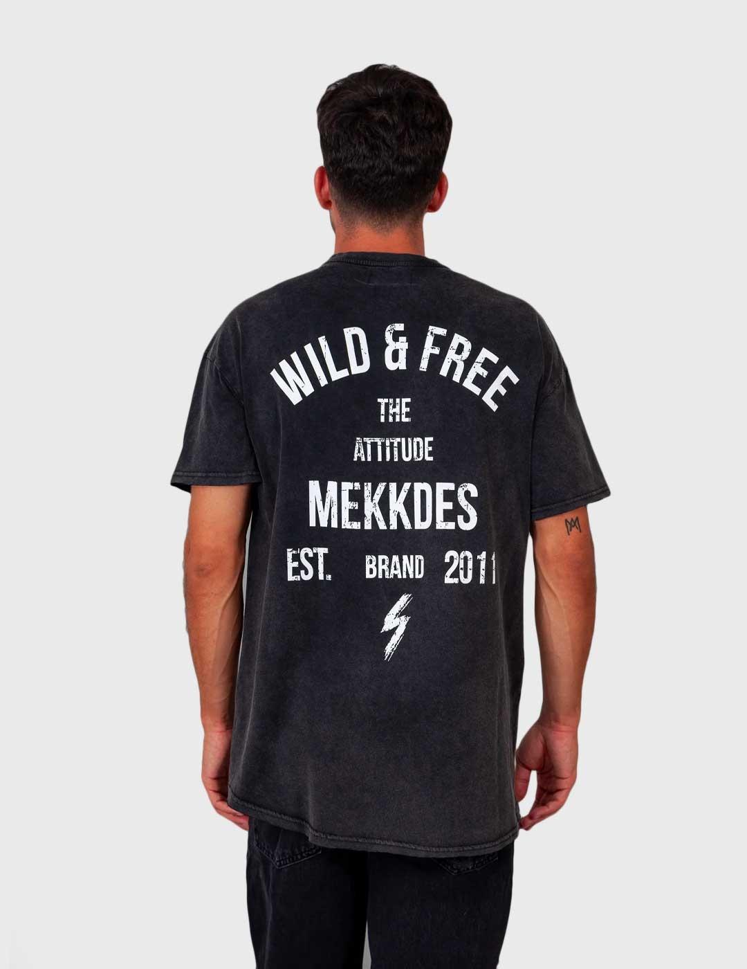 Camiseta Mekkdes Wild & Free negra para hombre