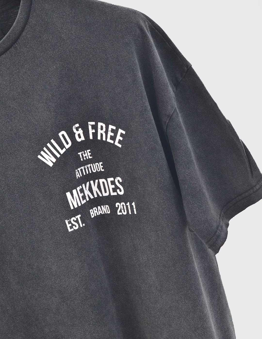 Camiseta Mekkdes Wild & Free negra para hombre