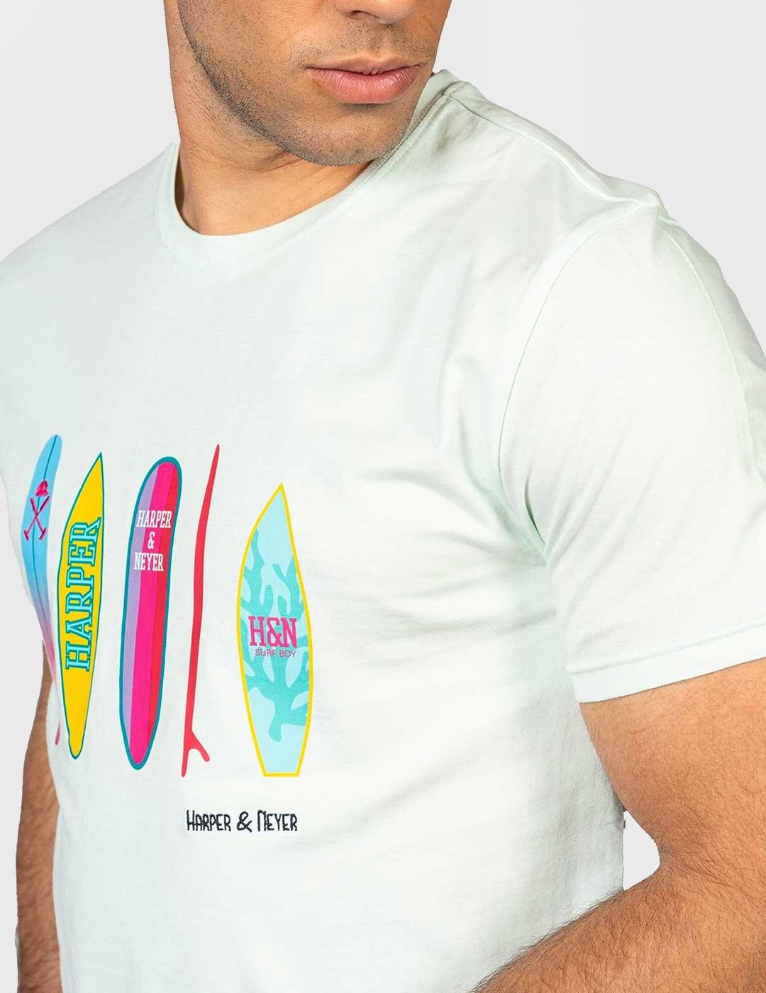 Camiseta Harper & Neyer Surfboard blanca para hombre