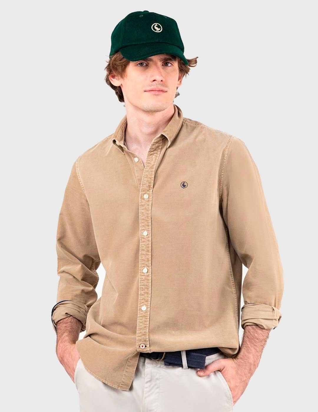 Camisa El Ganso Micropana Garment Dye beige para hombre
