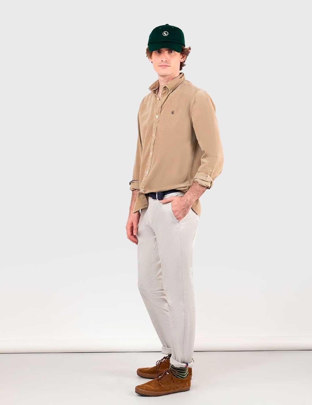 Camisa El Ganso Micropana Garment Dye beige para hombre