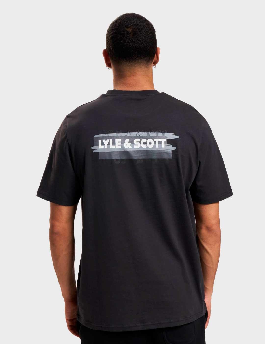 Camiseta Lyle & Scott Slope Graphic Print negra para hombre
