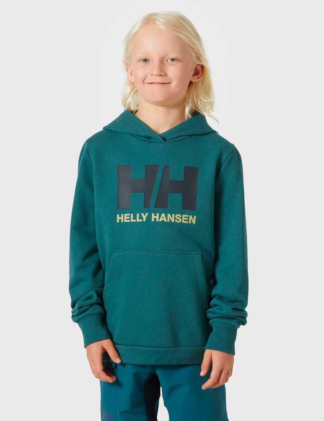 Sudadera Helly Hansen Logo Hoodie verde para niño y niña