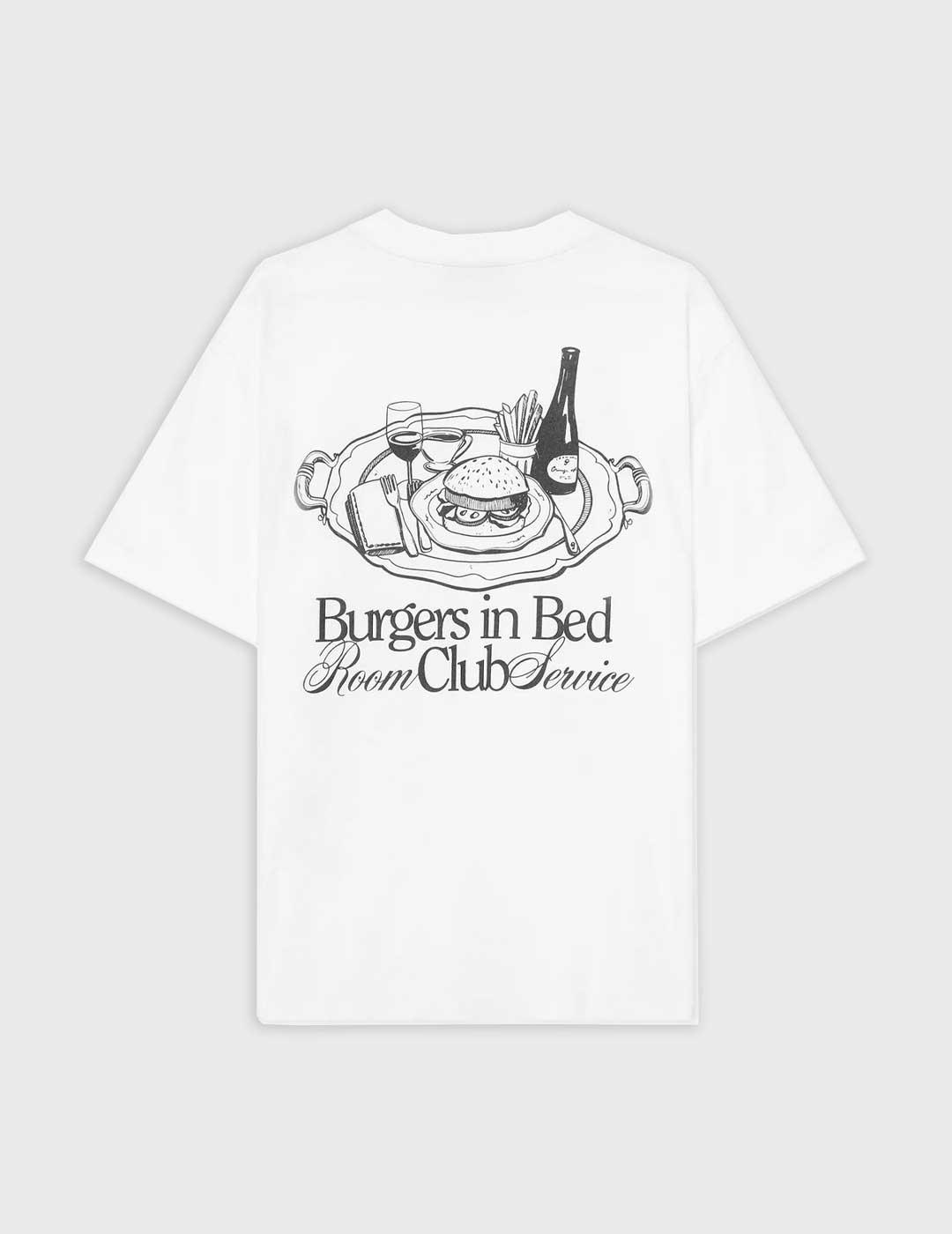 Camiseta Pompeii Brand Burgers In Bed blanca para hombre