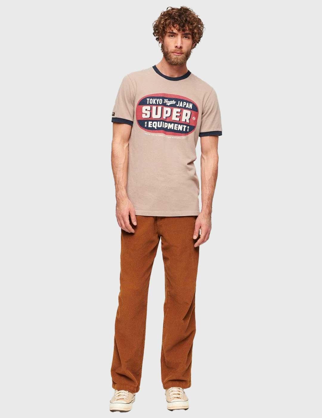 Camiseta Superdry Ringer Workwear Graphic beige para hombre