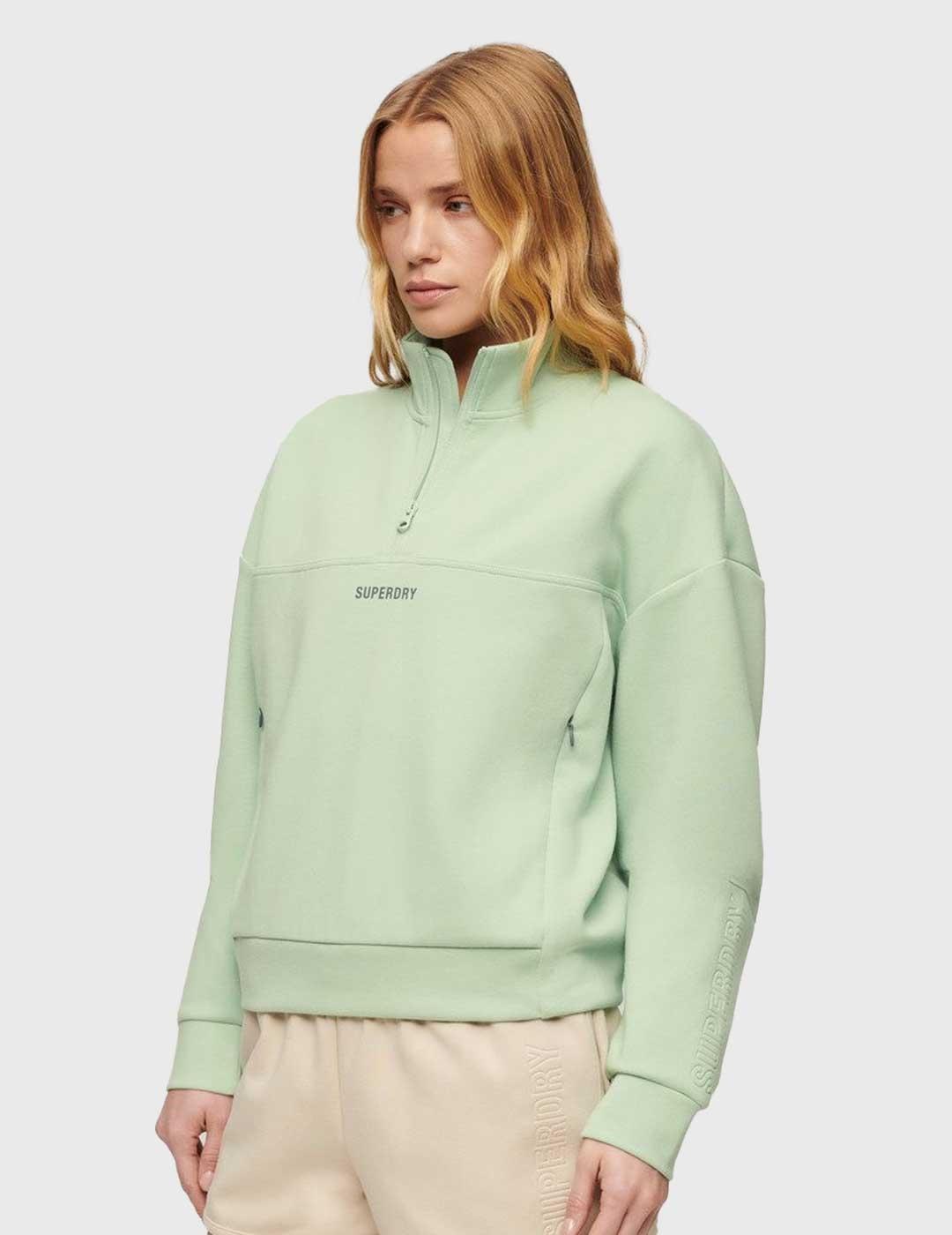 Superdry Sport Tech Relaxed Sudadera verde para mujer