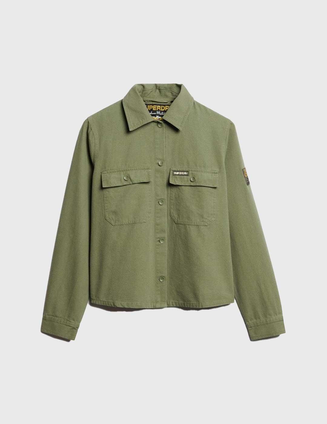 Superdry Embellished Military Jacket Camisa verde para mujer