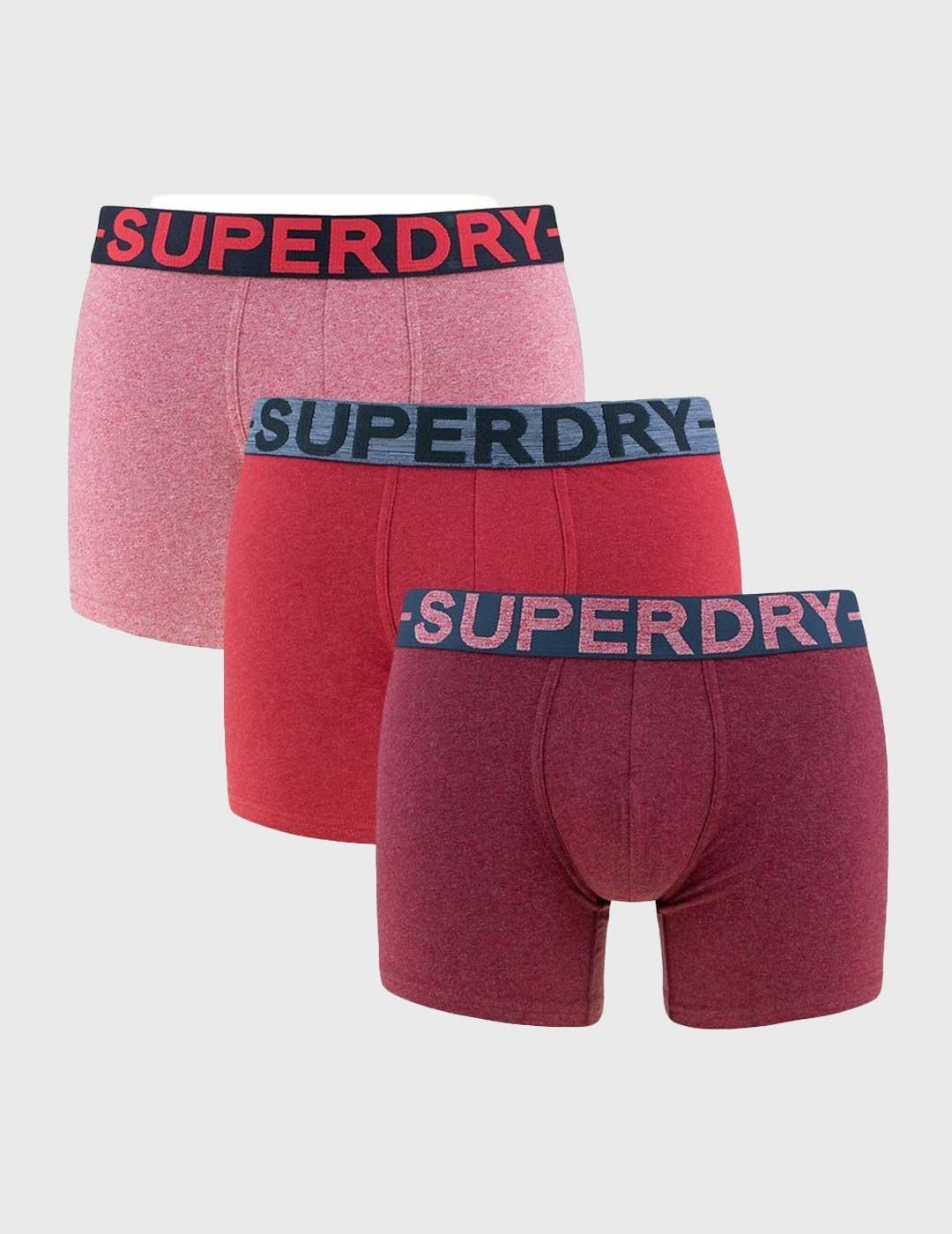 Superdry Boxer Triple Pack Calzoncillos rojos para hombre