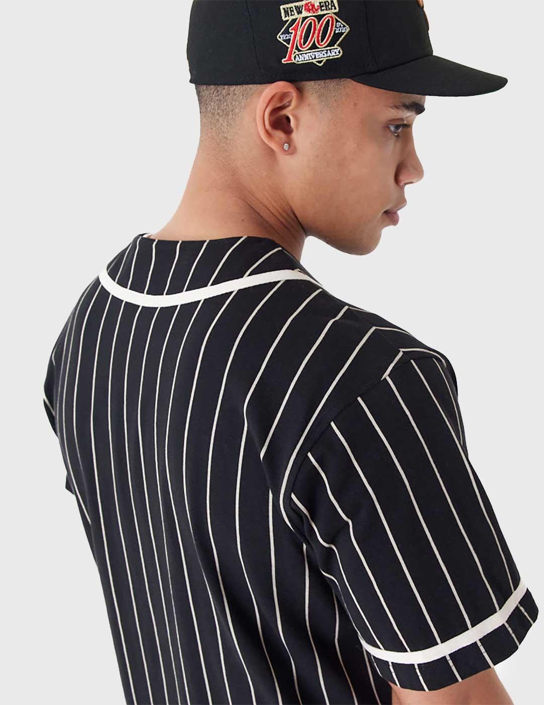 New Era Pinstripe Jersey Camisa negra unisex