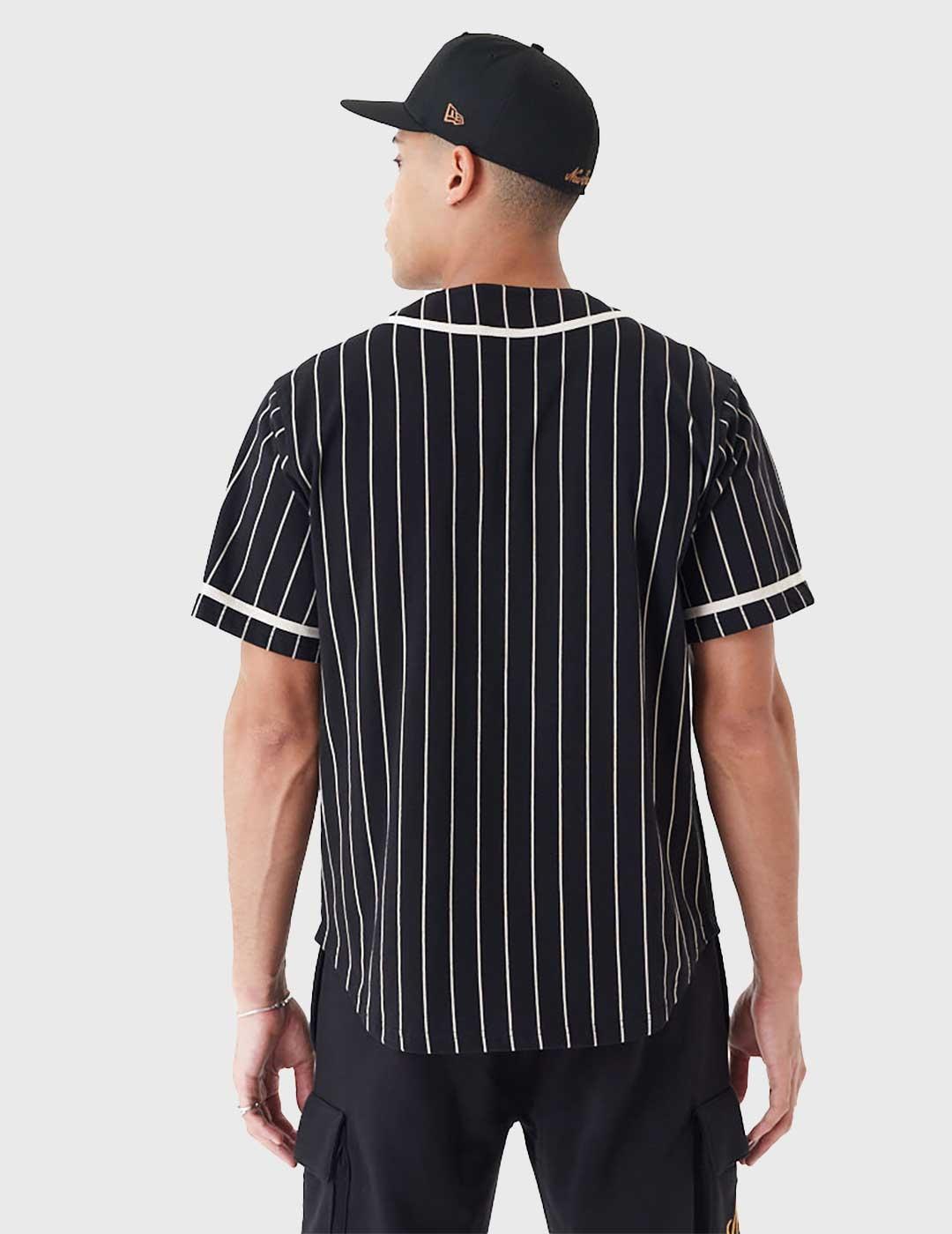New Era Pinstripe Jersey Camisa negra unisex