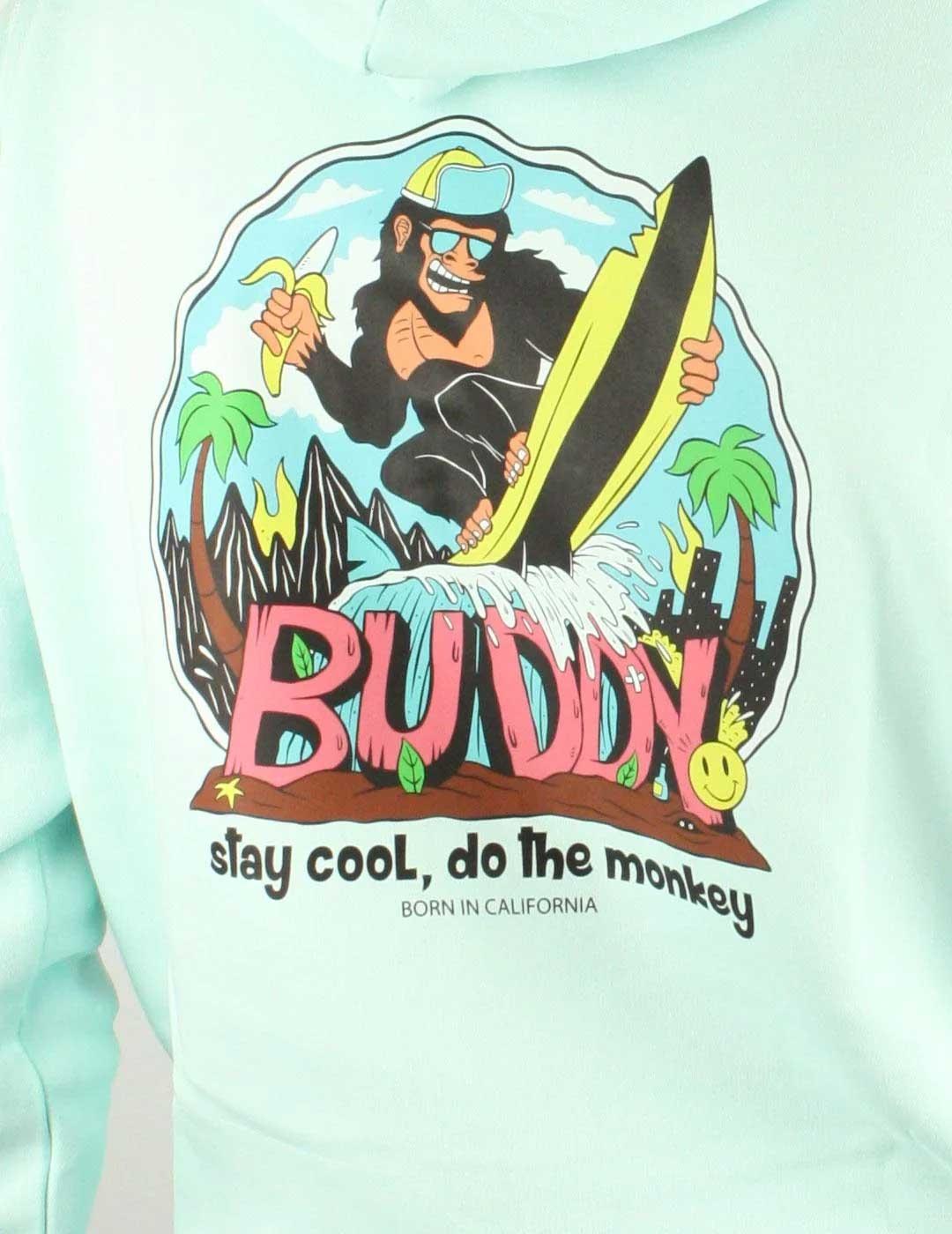 Buddy Monkey Sudadera verde con capucha para hombre