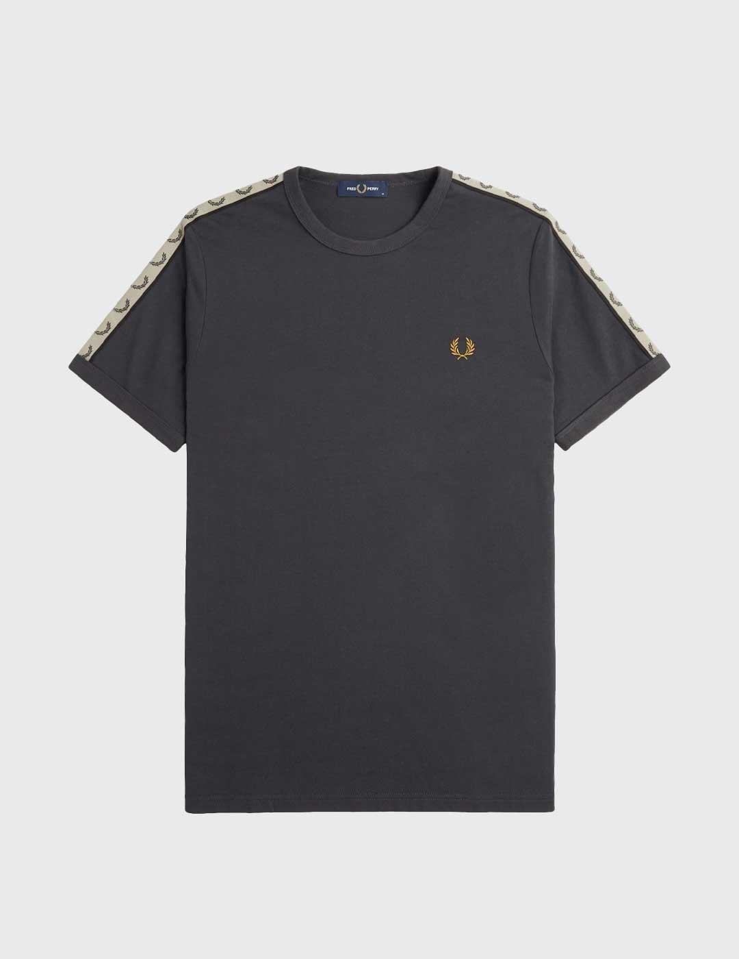 Fred Perry Contrast Tape Ringer Camiseta gris para hombre