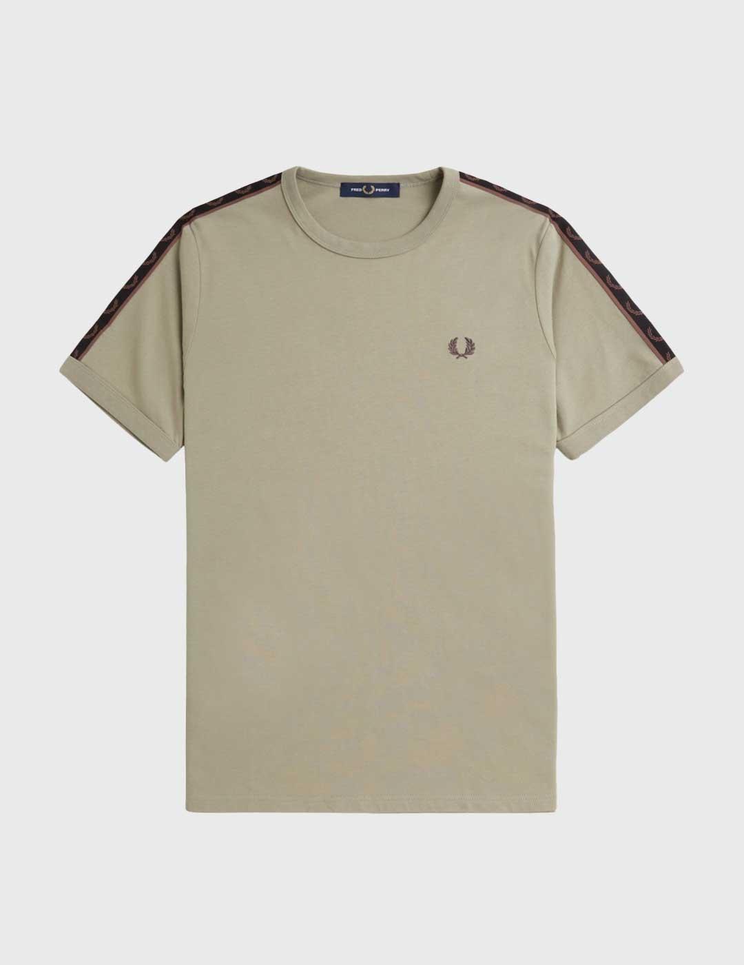 Fred Perry Contrast Tape Ringer Camiseta beige para hombre