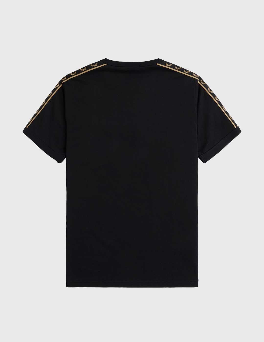 Fred Perry Contrast Tape Ringer Camiseta negra para hombre