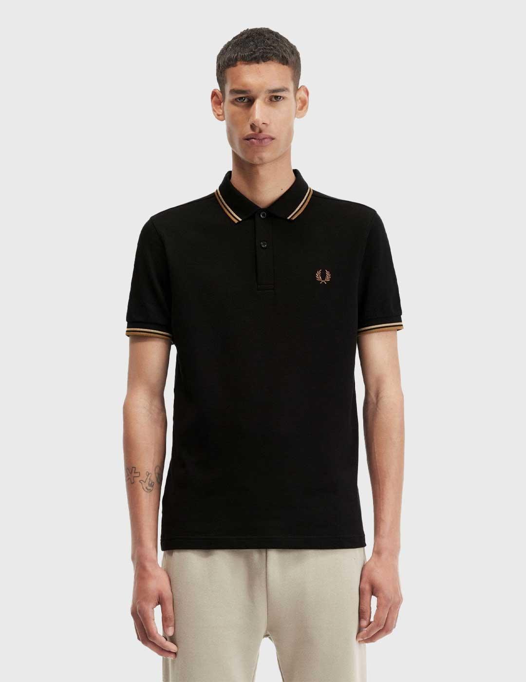 Fred Perry Twin Tipped Shirt Polo negro para hombre