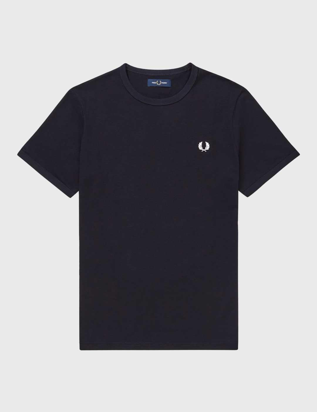 Fred Perry Ringer T Shirt Camiseta negra para hombre