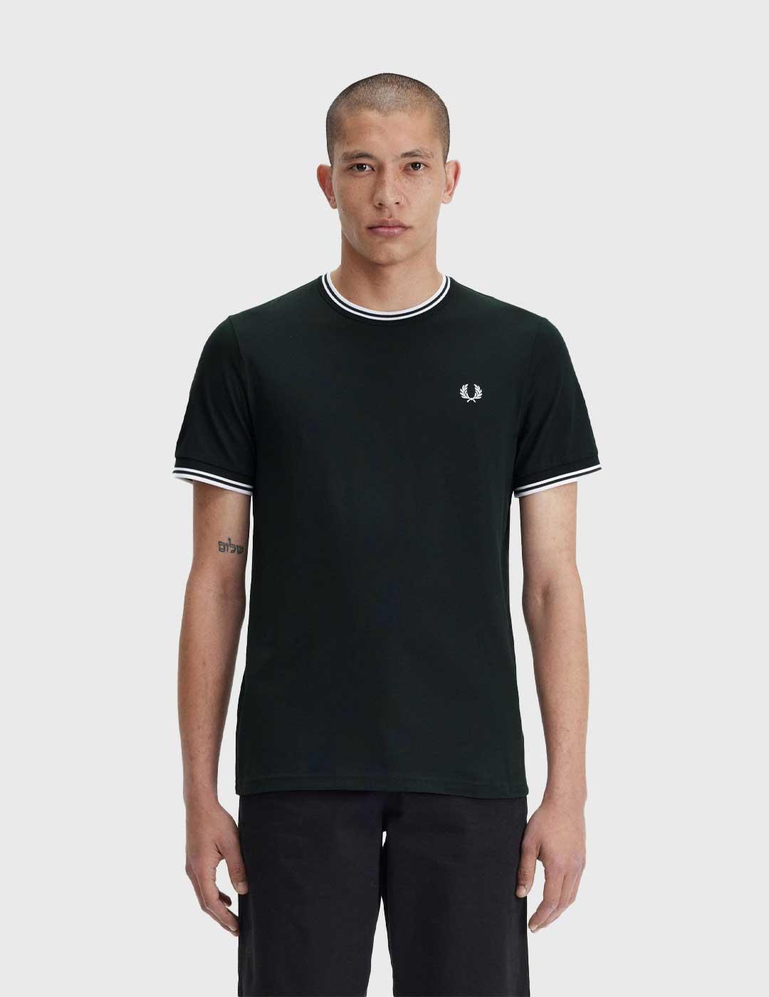 Fred Perry Twin Tipped T Shirt Camiseta verde para hombre