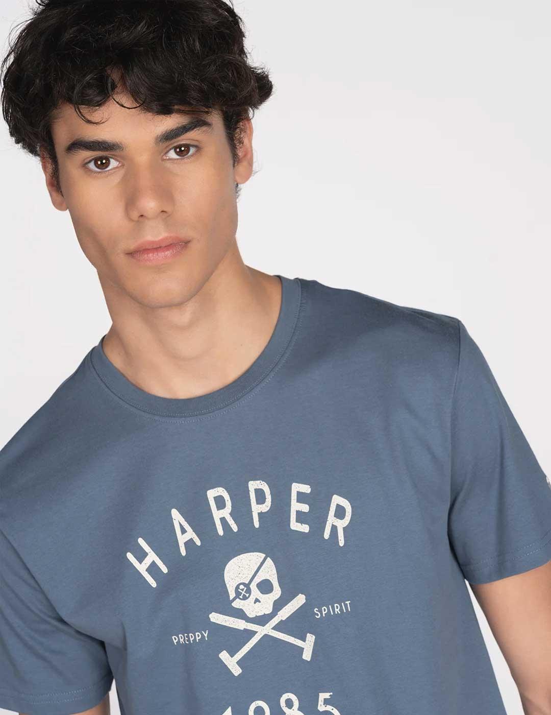 Harper & Neyer Skull Camiseta azul para hombre