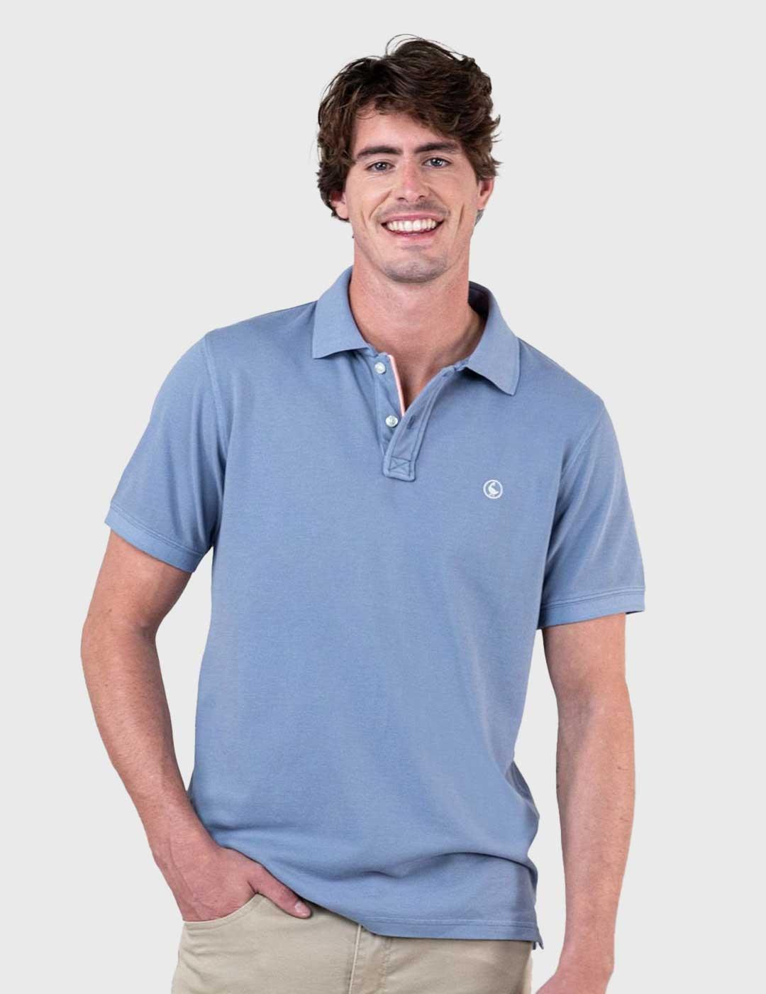 El Ganso Polo Pique Garment Dyed azul para hombre