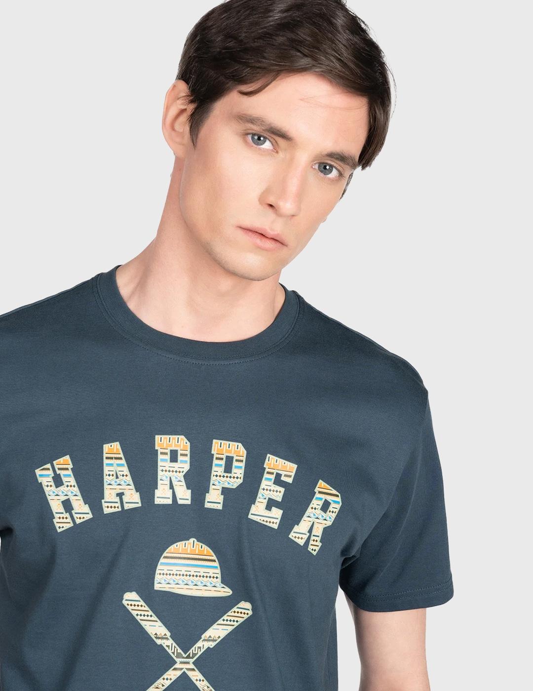 Harper & Neyer Camiseta Ethnic azul marino para hombre