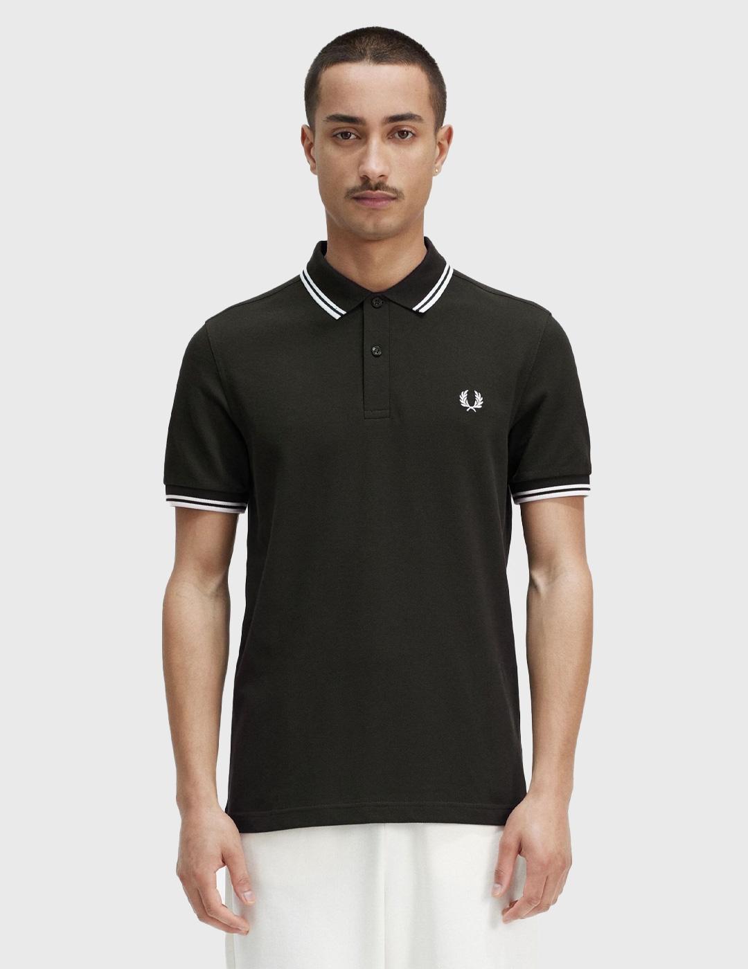 Fred Perry Twin Tipped Polo negro para hombre
