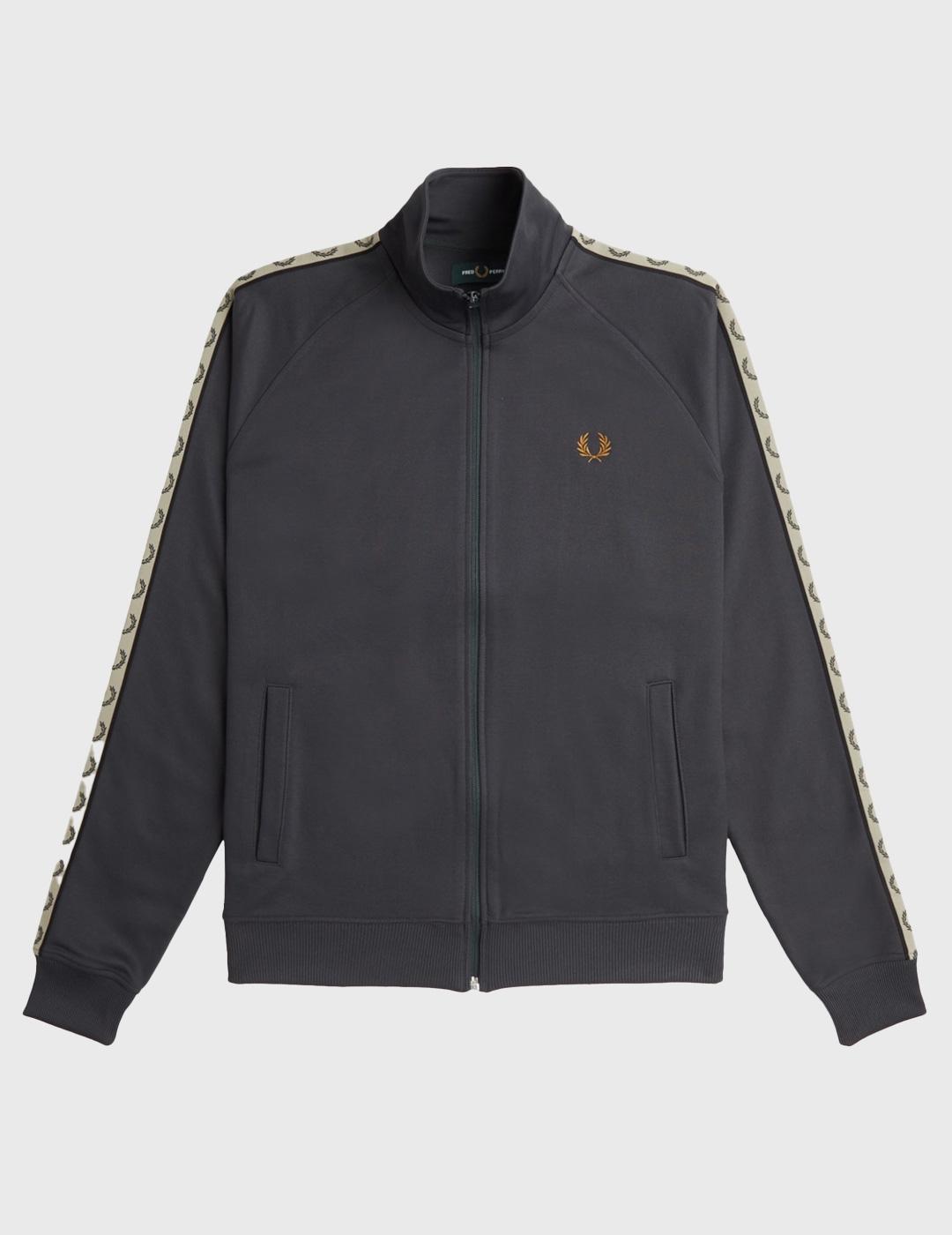 Fred PErry Contrast Tape Track Chaqueta gris para hombre