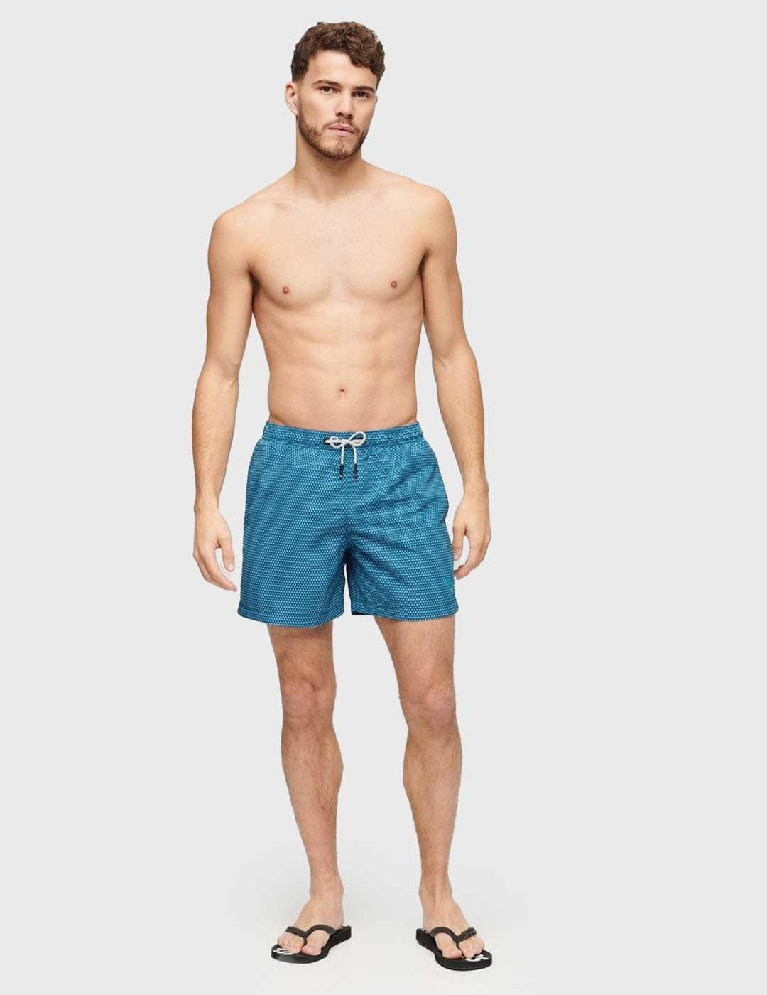 Superdry Printed 15 Inch Swim Short Bañador azul para hombre
