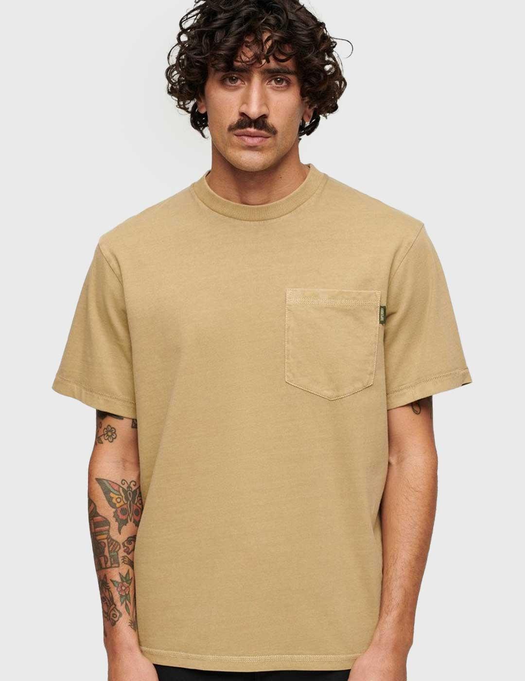 Superdry Contrast Stictch Pocket Camiseta beige para hombre