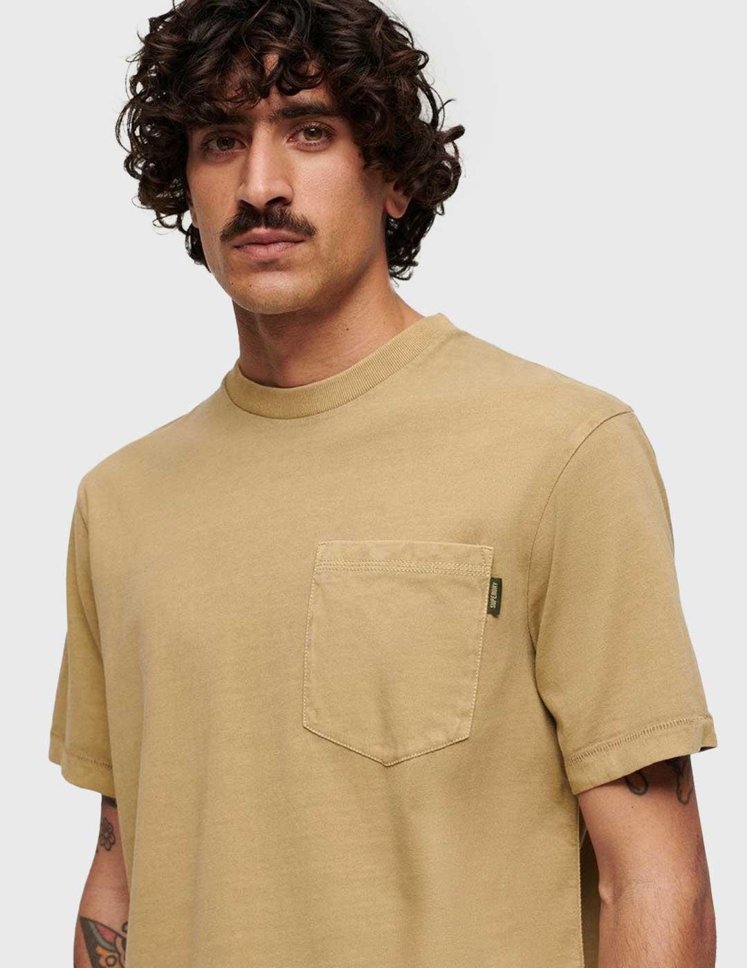 Superdry Contrast Stictch Pocket Camiseta beige para hombre