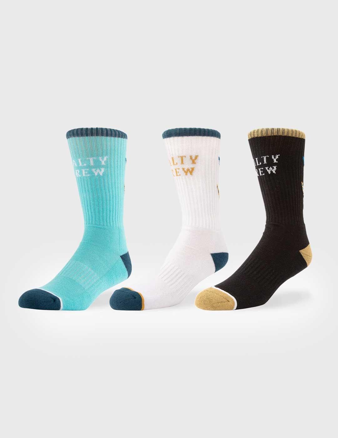 Slaty Crew Tailed Sock 3 Pack Calcetines azules unisex