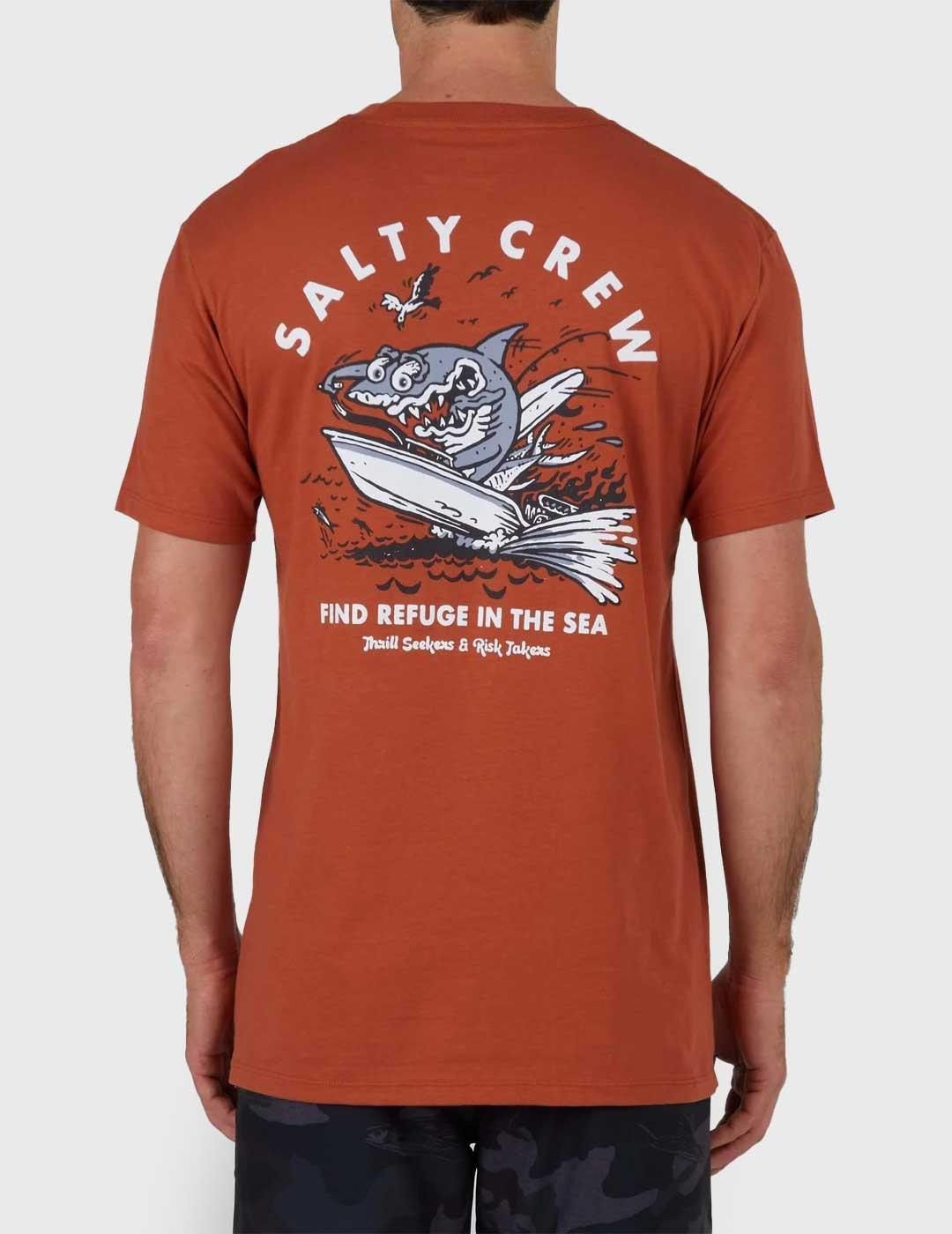 Salty Crew Hot Rod Shark Premium Camiseta naranja para hombr