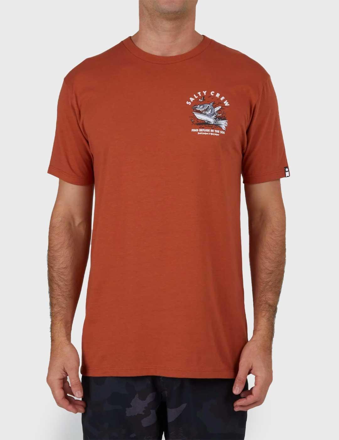 Salty Crew Hot Rod Shark Premium Camiseta naranja para hombr