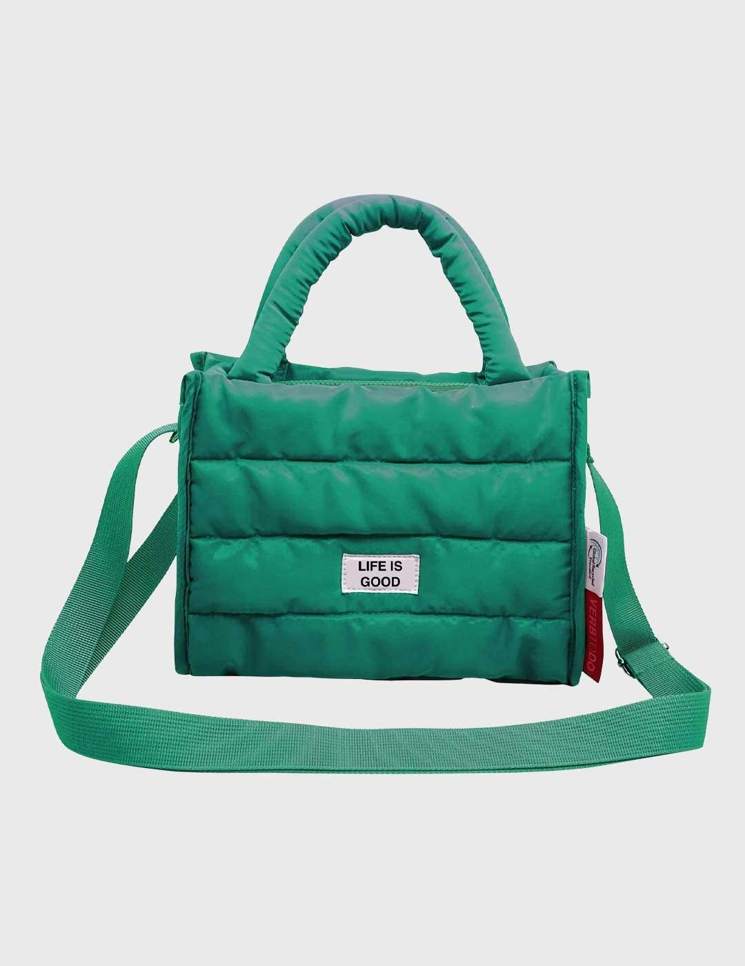 Verb To Do Puffer Handbag Life Is Goog Bolso verde unisex