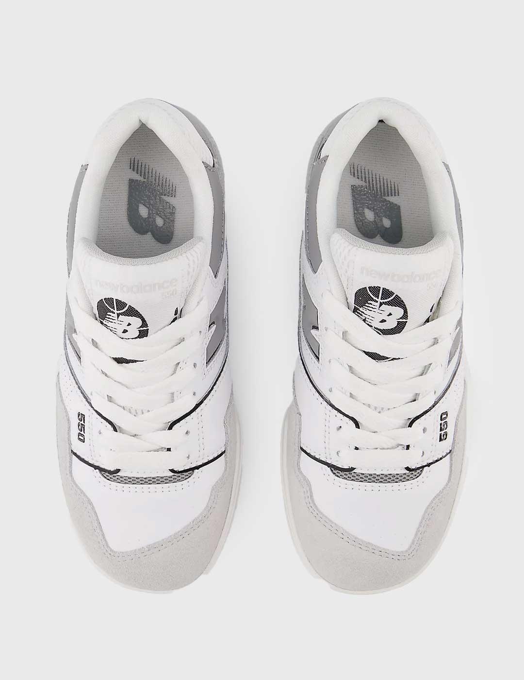 New Balance 550 Zapatillas infantiles grises y blancas