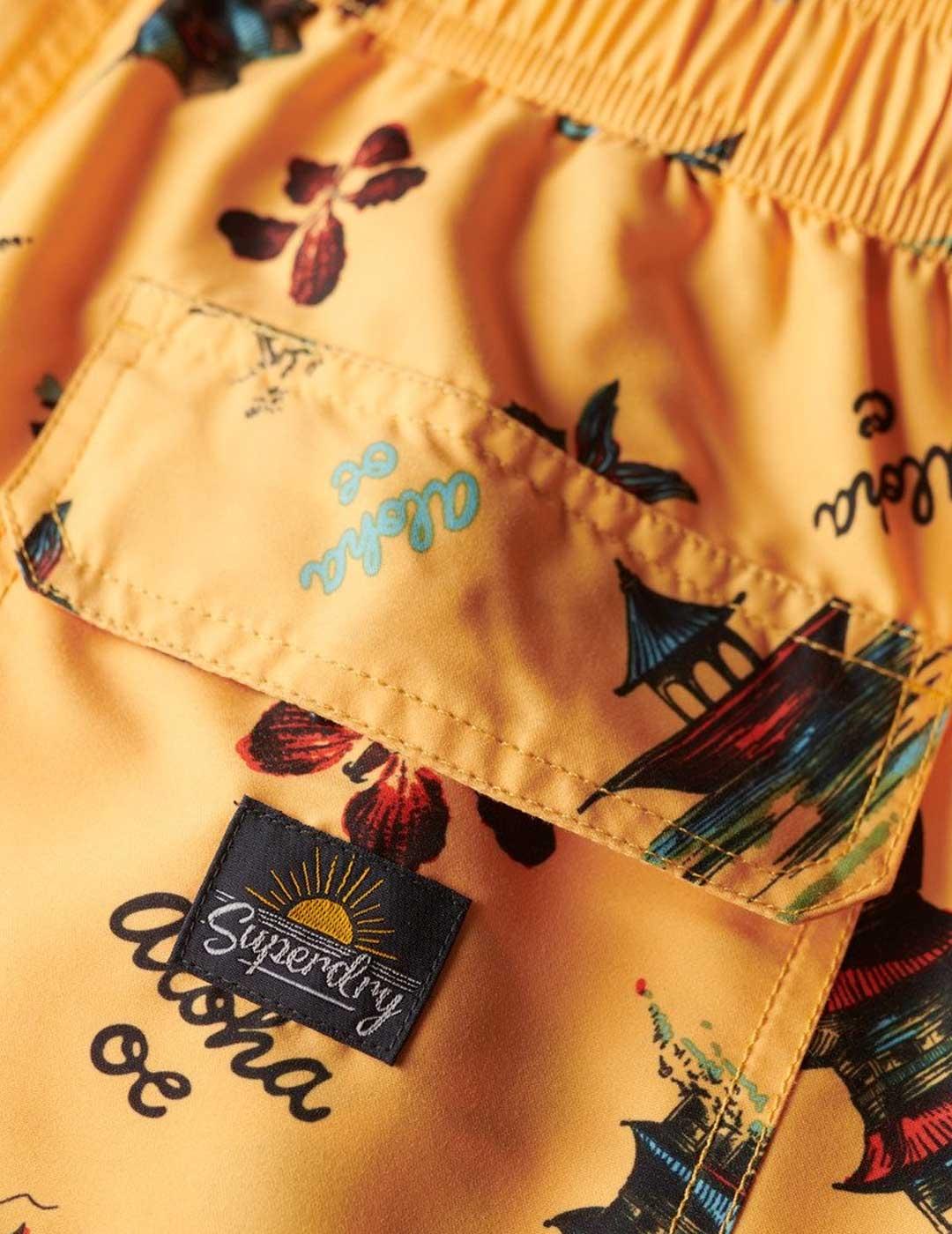 Superdry Hawaiian Print 17 Swim Short Bañador amarillo