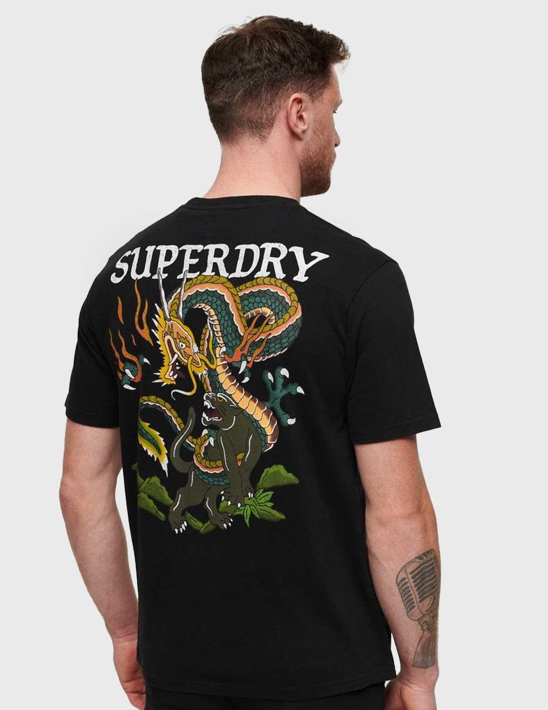 Superdry Tattoo Graphic Loose Camiseta negra de hombre