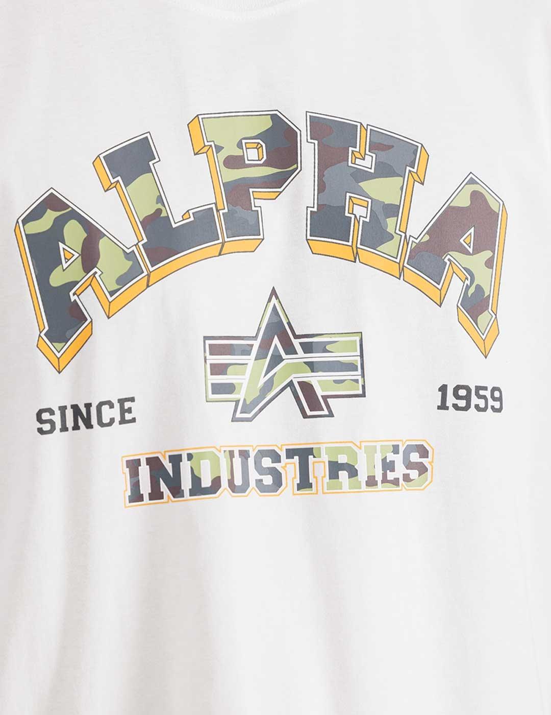 Alpha Industries CollegeCamo Camiseta blanca para hombre