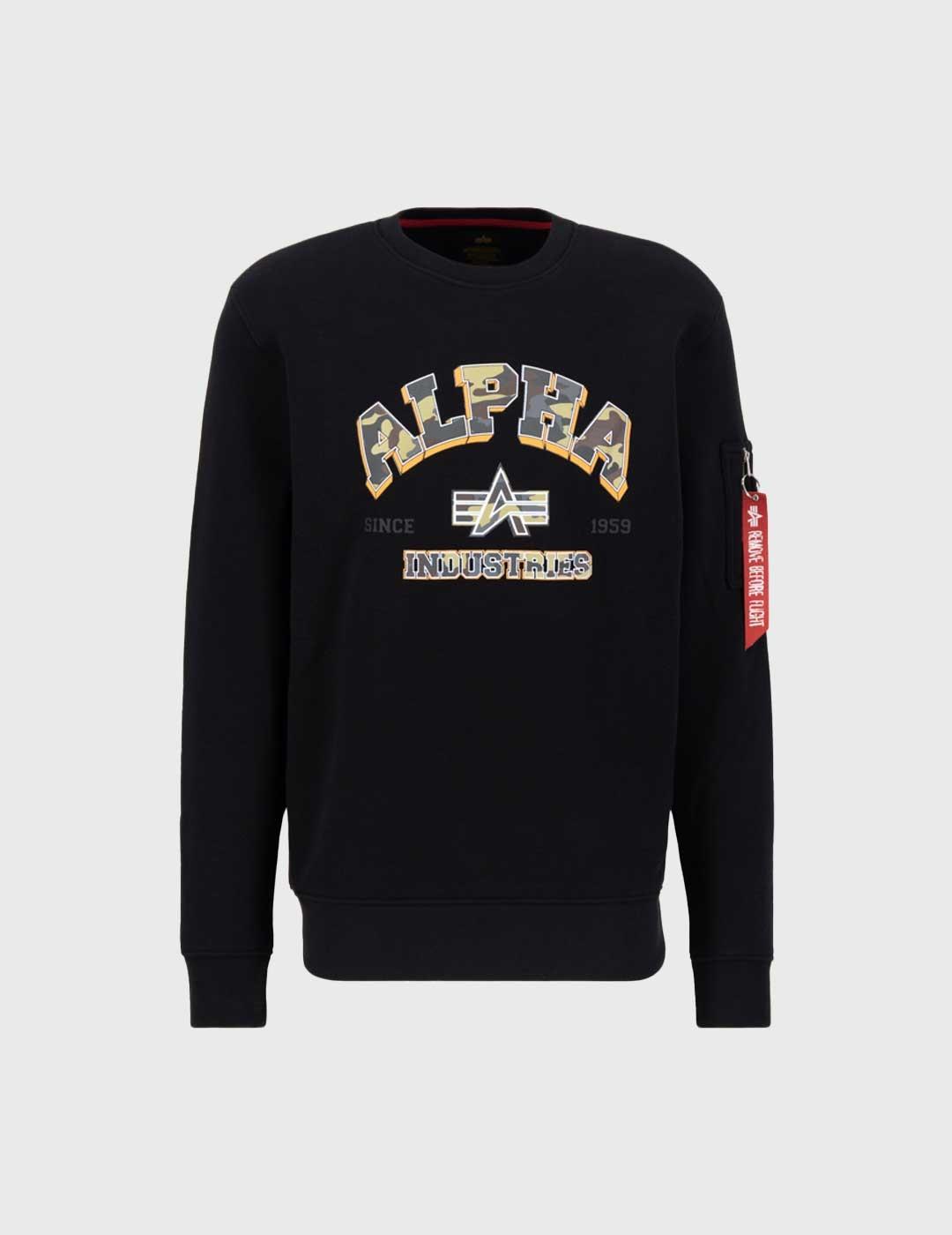 Alpha Industries College Camo Sweater Sudadera negra