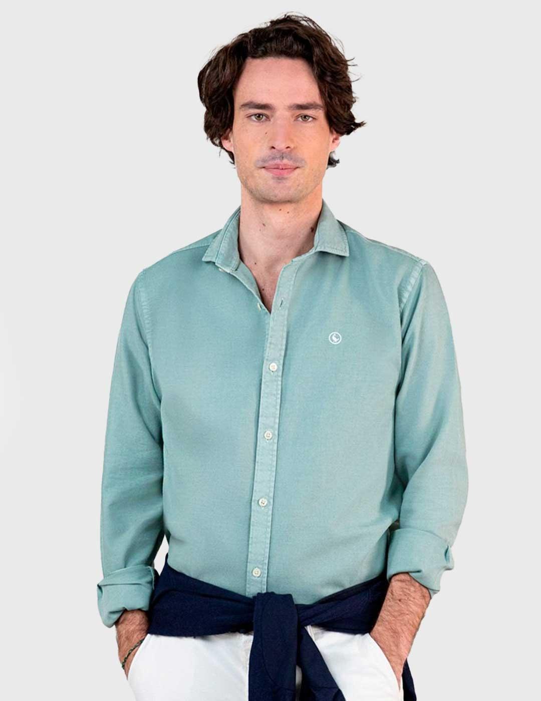El Ganso Camisa Estructura Garment Dyed verde para hombre