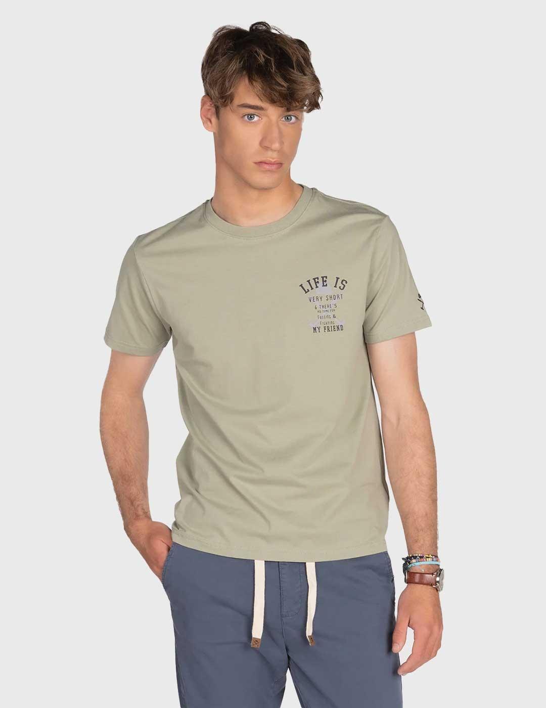 Harper & Neyer Camiseta Life verde militar para hombre