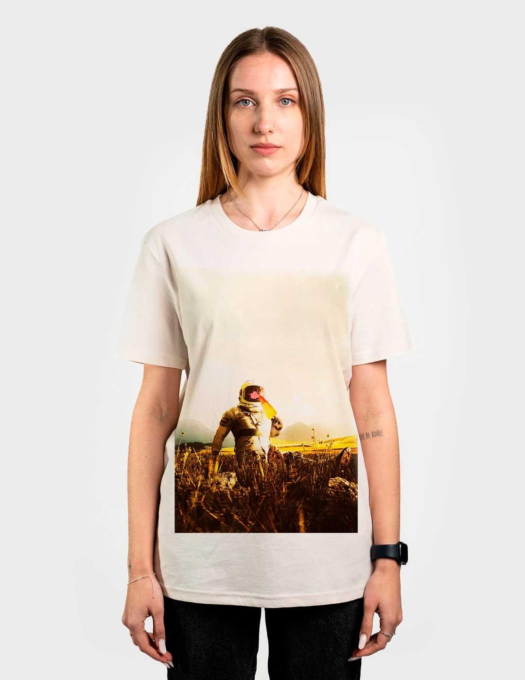 Camiseta Num Wear Cohete beige para hombre y mujer